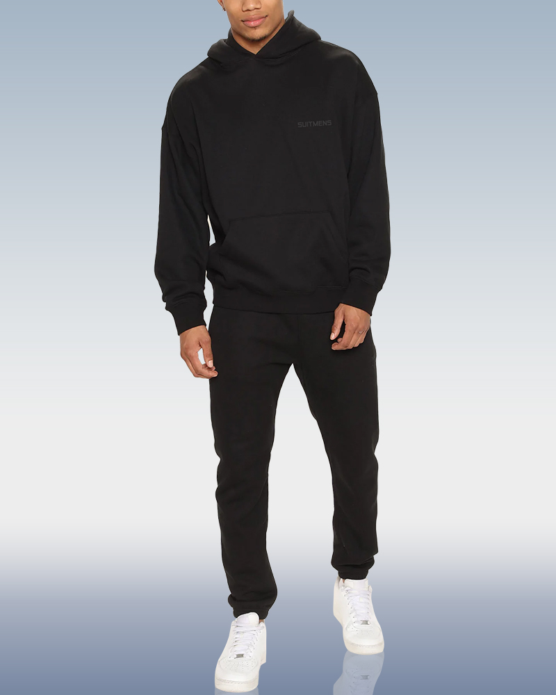 Men's Black Hoodie Set